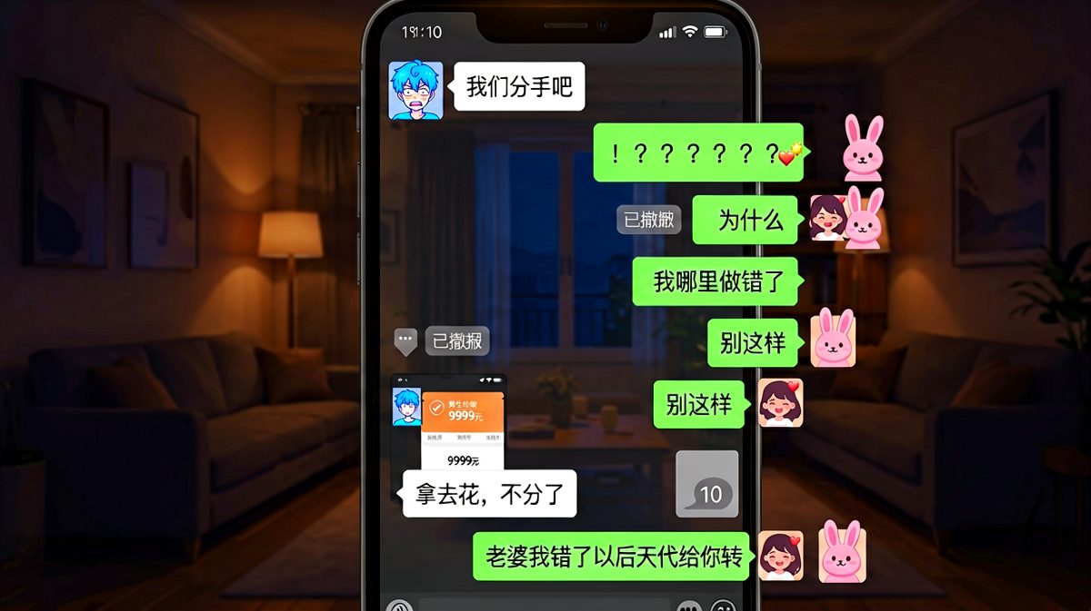 女生假装提分手，实则是想试探宠爱度，男生转账求和。