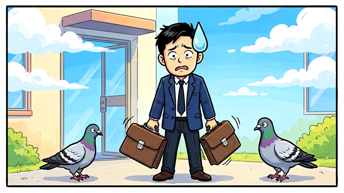 第4格：打工人站在原地，灵魂受到了暴击。