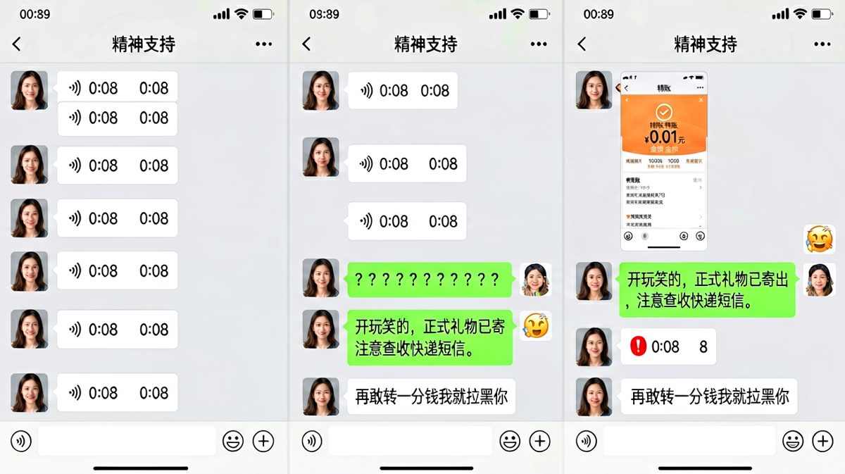 先用0.01元考验感情，再用快递反转感动全场，男方是懂节奏的。