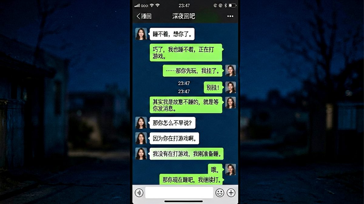 深夜浪漫开局，直男三句话把天聊死，最后还要继续打游戏。