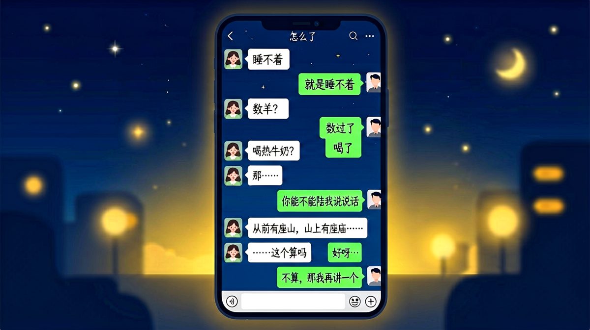 女生睡不着求讲故事，男生的睡前故事讲到了猴年马月还没讲完。
