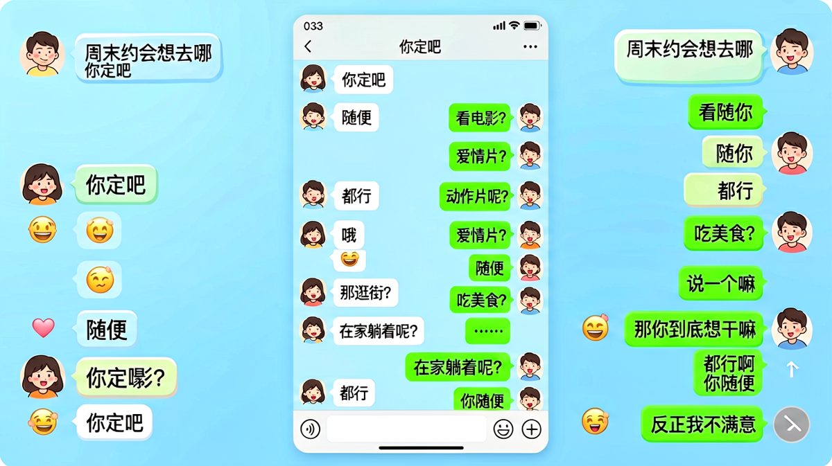 当「随便」遇上「都行」，男生彻底失去选择权。