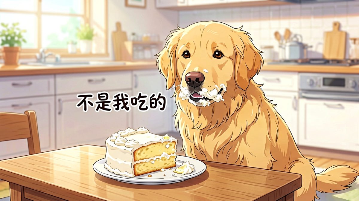 这只狗子，一看就不是偷吃的——那个，那狗子呢？