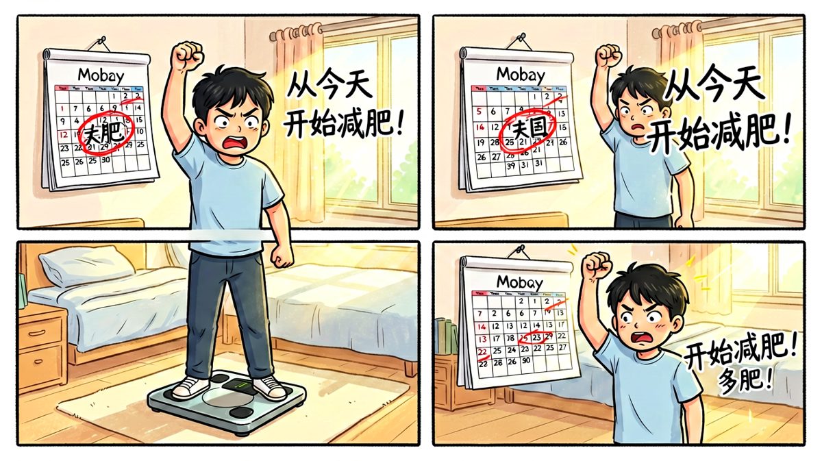 早晨立下减肥flag，雄心壮志，誓要逆袭！