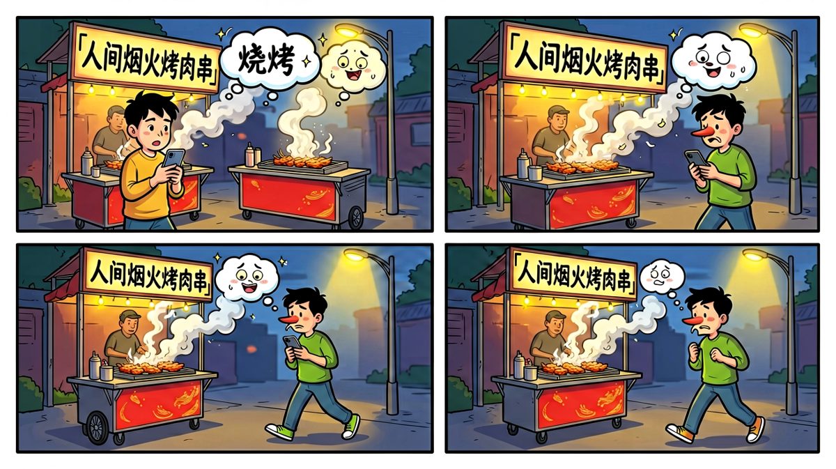 下班路上路过烧烤摊，意志力开始摇摇欲坠……