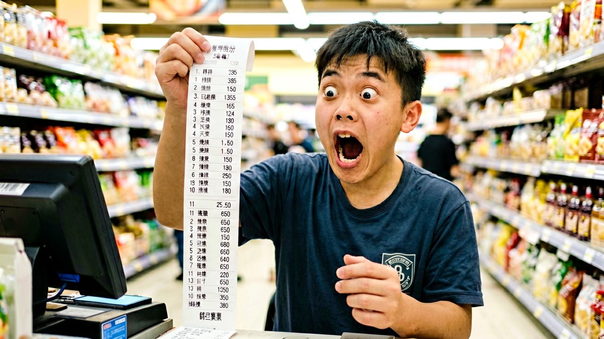 小票长得离谱，小伙子瞬间石化