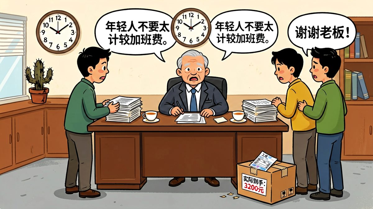 老板：不要计较加班费 → 员工：谢谢老板（反转：到手3200元）