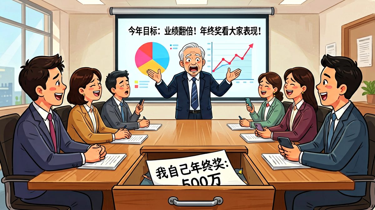 老板：今年目标翻倍年终奖看表现 → 反转：自己年终奖500万