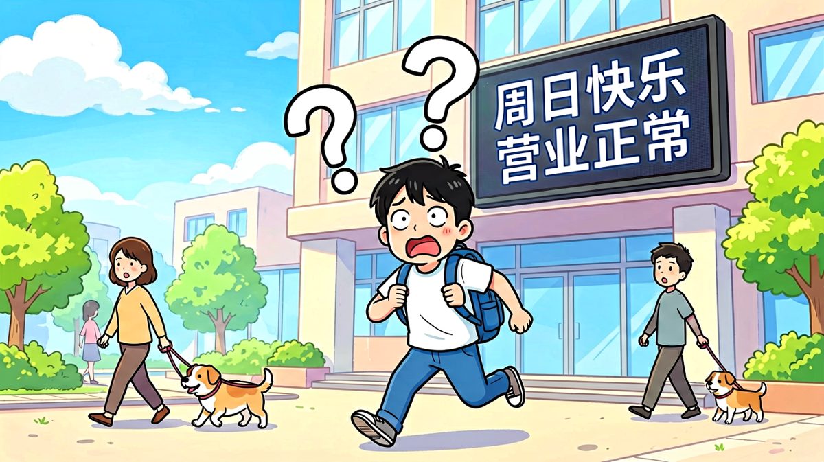 冲到公司才发现——今天周日。